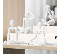 XMGZQ Lot de 4 statues de penseur blanches pour décoration d'étagère - Décorez votre maison, bureau, bureau ou étagère avec des sculptures d'art abstraites, figurines de collection en PVC pour