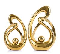 XMGZQ Or Statue en Céramique Lot de 2,Statue Moderne pour décoration d'intérieur,étagère,décoration de Chambre,Meuble TV,décoration de Table Basse,pièce maîtresse esthétique