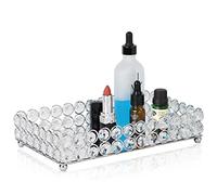 XMGZQ Plateau décoratif argenté, plateau de parfum, plateau miroir argenté, plateau de parfum, organiseur de parfum, plateau argenté, plateau décoratif, plateau de salle de bain, plateau rectangulaire