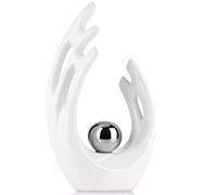 XMGZQ Statues et sculptures abstraites en céramique, statues d'art en céramique argentées, décoration d'intérieur moderne pour salon, table à manger, table basse, étagère, entrée, sculpture de bureau