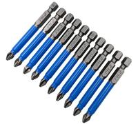 XMHF Lot de 10 embouts de tournevis cruciformes PH2 courts antidérapants avec tige hexagonale 6,35 mm de long 65 mm de long en acier S2 avec pointe magnétique pour tournevis électrique, perceuse,