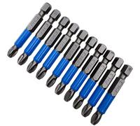 XMHF Lot de 10 embouts de tournevis cruciformes PH3 antidérapants à tige hexagonale de 6,35 mm de long en acier S2 avec pointe magnétique pour tournevis électrique, perceuse, visseuse à percussion