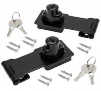 XMHF Lot de 2 loquets à clé avec bouton tournant de 7,6 cm, loquets de sécurité en métal à clés différentes pour petites portes, armoires et boîte à outils, noir