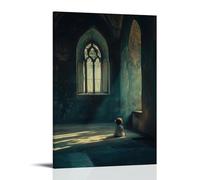 XMHMYHZJ A Child Prayer Echoes Inside The Chapel, Waking Dust And Light That Had Long Forgotten The Sound of Hope. Décoration murale moderne à suspendre 30 x 45 cm
