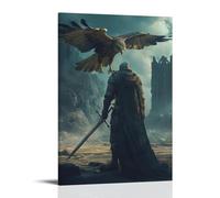XMHMYHZJ A Hawk Lands on The Knight's Armored Arm As He Bows in Silence at The Gates of A Fallen Kingdom Décoration murale moderne à suspendre Poster 20 x 30 cm