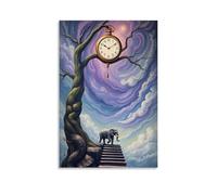 XMHMYHZJ Affiche d'art murale moderne à suspendre Horloge au-dessus des escaliers vers un ciel de rêve 20 x 30 cm