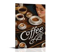 XMHMYHZJ Affiche de café « A Woman Looks at The Coffee on The Coffee on The Table » Décoration murale moderne à suspendre 30 x 45 cm