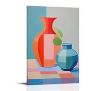 XMHMYHZJ Affiches d'art représentant des vases colorés avec des plantes sur toile à carreaux Décoration murale moderne à suspendre 40 x 60 cm