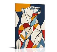 XMHMYHZJ Art mural abstrait ours polaire défini par des lignes gracieuses et vibrantes sur fond solide minimaliste élégant Décoration murale moderne à suspendre 30 x 45 cm