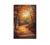 XMHMYHZJ Autumn Golden Glow An Oil Artwork of Falling Leaves And A Rustic Path Wall Art mural Décoration moderne à suspendre Affiche 60 x 90 cm