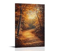 XMHMYHZJ Autumn Golden Glow An Oil Artwork of Falling Leaves And A Rustic Path Wall Art mural Décoration moderne à suspendre Affiche 60 x 90 cm
