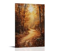 XMHMYHZJ Autumn Golden Glow An Oil Masterpiece of Falling Leaves And A Rustic Path Wall Art mural Décoration moderne à suspendre Affiche d'art 60 x 90 cm
