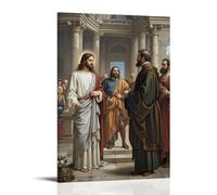 XMHMYHZJ Christ Before Pilate, Scène d'épreuve, confrontation dramatique, composition de la Renaissance, décoration murale moderne à suspendre, 60 x 90 cm