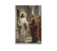 XMHMYHZJ Christ Before Pilate, Scène d'épreuve, confrontation dramatique, composition de la Renaissance, décoration murale moderne à suspendre, 60 x 90 cm