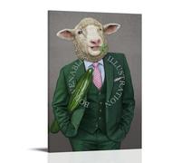 XMHMYHZJ Costume de moutons d'art moderne, tenue gourmande verte élégante pour décoration d'intérieur, art mural, décoration moderne, affiche d'art à suspendre, 20 x 30 cm
