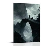 XMHMYHZJ Décoration murale moderne à suspendre avec inscription « A Black Dog Leads A Knight Across A Broken Bridge, Never Looking Back Toward The World Left Behind » (30 x 45 cm)