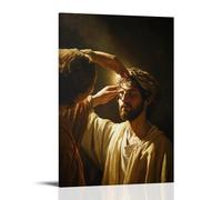 XMHMYHZJ Décoration murale moderne à suspendre avec inscription « A Blind Boy Sees Light for The First Time As Jesus Places His Hand over The Boy's Eyes » (40 x 60 cm)