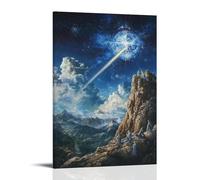 XMHMYHZJ Décoration murale moderne à suspendre avec inscription « A Comet Forms A Cross As It Flies over The Earth Watched by Angels Resting on Mountaintops » (40 x 60 cm)