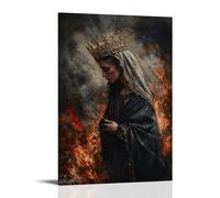 XMHMYHZJ Décoration murale moderne à suspendre avec inscription « A Crown of Silence Rests on Mary's Head As She Walks Into A Fire That Forgets to Burn. » 60 x 90 cm