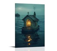 XMHMYHZJ Décoration murale moderne à suspendre avec inscription « A Fisherman Finds A Floating Chapel Adrift at Sea, And The Only Thing Inside Is A Dry Candle still Burning » (30 x 45 cm)