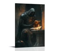 XMHMYHZJ Décoration murale moderne à suspendre avec inscription « A Knight Shields A Monk » - Guarding The Candle That Keeps Faith Alive in The Darkness - 40 x 60 cm