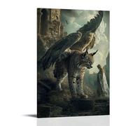 XMHMYHZJ Décoration murale moderne à suspendre avec inscription « A Lynx Follows An Angel through The Ruins of A City Reclaimed by Grass » (30 x 45 cm)