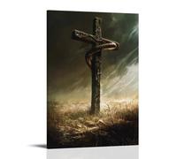XMHMYHZJ Décoration murale moderne à suspendre avec inscription « A Serpent Rests Atop A Sunlit Crucifix As Wind Tears through The Empty Field Below » (30 x 45 cm)
