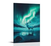 XMHMYHZJ Décoration murale moderne à suspendre avec inscription « A Spirit Stag Melting Into The Aurora That Breathes Across Arctic Sky » (60 x 90 cm)