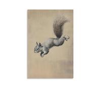 XMHMYHZJ Décoration murale moderne à suspendre avec inscription « A Squirrel Leaps from Left to Right Across A Flat Tan Canvas, Tail Arched Like A Question Mark in Motion » - Décoration murale moderne