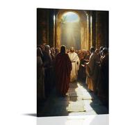 XMHMYHZJ Décoration murale moderne à suspendre avec inscription « Christ in the Temple As A Youth, His Voice Clear Among Elders As Scrolls And Sunlight Surround The Moment of Wisdom » 20 x 30 cm