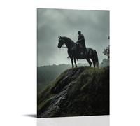XMHMYHZJ Décoration murale moderne à suspendre avec un cheval de guerre de chevalier au sommet d'une colline comme la pluie baptizes Them Both 20 x 30 cm