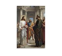 XMHMYHZJ Décoration murale moderne à suspendre Christ avant Pilate, scène de procès, confrontation dramatique, composition de la Renaissance, 50 x 75 cm
