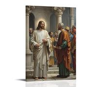 XMHMYHZJ Décoration murale moderne à suspendre Christ avant Pilate, scène de procès, confrontation dramatique, composition de la Renaissance, 50 x 75 cm