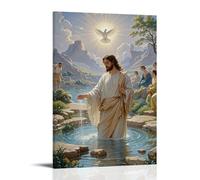XMHMYHZJ Décoration murale moderne à suspendre Le baptême du Christ, fleuve Jourdain, colombe divine, pureté néoclassique, 30 x 45 cm
