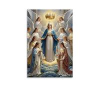 XMHMYHZJ Décoration murale moderne à suspendre Le couronnement de la Vierge par les anges, choeur céleste, gothique, élégant, 60 x 90 cm
