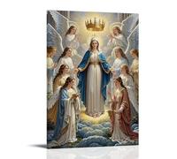 XMHMYHZJ Décoration murale moderne à suspendre Le couronnement de la Vierge par les anges, choeur céleste, gothique, élégant, 60 x 90 cm