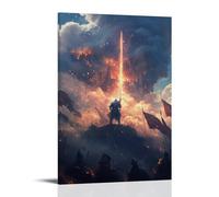 XMHMYHZJ Décoration murale moderne à suspendre Motif A Fallen Knight Is Lifted by A Glowing Hand from The Clouds, As War Banners Fall Around Him. 20 x 30 cm