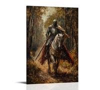 XMHMYHZJ Décoration murale moderne à suspendre représentant un chevalier médiéval à cheval revenant d'une bataille - 50 x 75 cm
