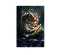 XMHMYHZJ Décoration murale moderne à suspendre représentant un dragon spirituel enroulé autour du dernier arbre debout dans un monde silencieux (50 x 75 cm)