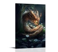 XMHMYHZJ Décoration murale moderne à suspendre représentant un dragon spirituel enroulé autour du dernier arbre debout dans un monde silencieux (50 x 75 cm)
