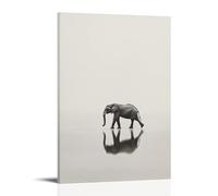 XMHMYHZJ Décoration murale moderne à suspendre représentant un éléphant tranquille marchant à travers une ligne d'horizon, réduit à ses formes et gestes les plus simples (30 x 45 cm)