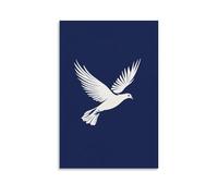 XMHMYHZJ Décoration murale moderne à suspendre représentant une colombe blanche sur un fond bleu marine 40 x 60 cm