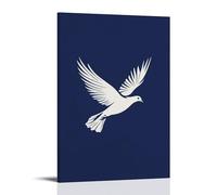 XMHMYHZJ Décoration murale moderne à suspendre représentant une colombe blanche volant vers le haut sur un fond bleu marine 50 x 75 cm