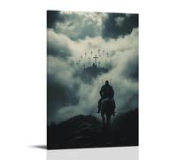 XMHMYHZJ In A Dream, The Knight Sees A Sky of Crosses Rising from The Clouds And Rides Toward It With Eyes Full of Peace. Décoration murale moderne à suspendre, affiche d'art à suspendre 20 x 30 cm