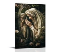 XMHMYHZJ In A Garden of Mirrors, The Virgin Appears in Every Reflection, Offering Unique Blessings to Each Soul That Looks In. Décoration murale moderne à suspendre, 50 x 75 cm