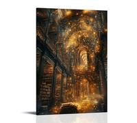 XMHMYHZJ In The Center of A Celestial Library, Angels Read from Giant Books, with Golden Dust Rising As They Turn The Pages. Décoration murale moderne à suspendre, 60 x 90 cm
