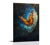 XMHMYHZJ Peinture à l'huile animalière - Un papillon faisant un ballet aérien dans une tunnel à vent illuminé par des étoiles - Décoration murale moderne à suspendre - 20 x 30 cm