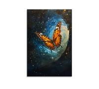 XMHMYHZJ Peinture à l'huile animalière - Un papillon faisant un ballet aérien dans une tunnel à vent illuminé par des étoiles Décoration murale moderne à suspendre Art Poster 30 x 45 cm