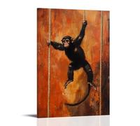 XMHMYHZJ Peinture à l'huile animalière - Un singe se balançant entre les bars dans une routine de gymnastique, en plein air. Décoration murale moderne à suspendre, affiche d'art mural 20 x 30 cm