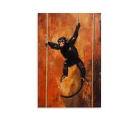 XMHMYHZJ Peinture à l'huile animalière - Un singe se balançant entre les bars dans une routine de gymnastique, en plein air. Décoration murale moderne à suspendre, affiche d'art mural 20 x 30 cm
